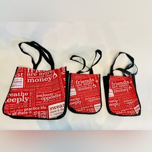 Lululemon Red Lot of 3 Reusable Shopping Gym Tote Lunch Bag Medium & Small